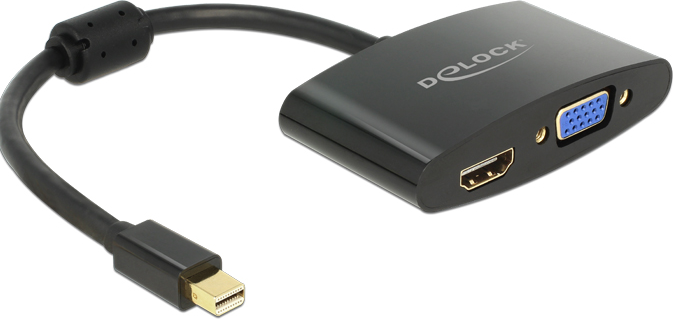 Adapter AV Delock DisplayPort Mini - HDMI - D-Sub (VGA) czarny (65553)