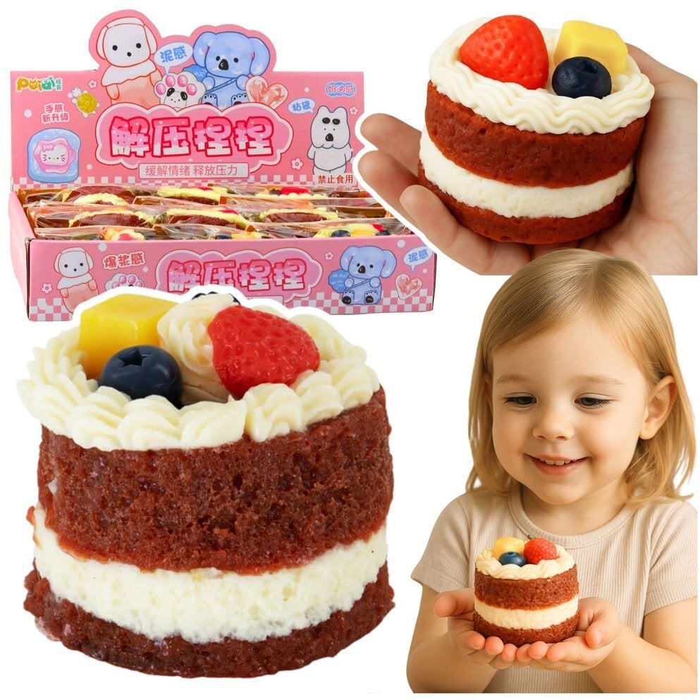 Gniotek Ciasto Z Owocami Tort Dekoracyjne Elastyczne Ozdoba 6 x 7 cm