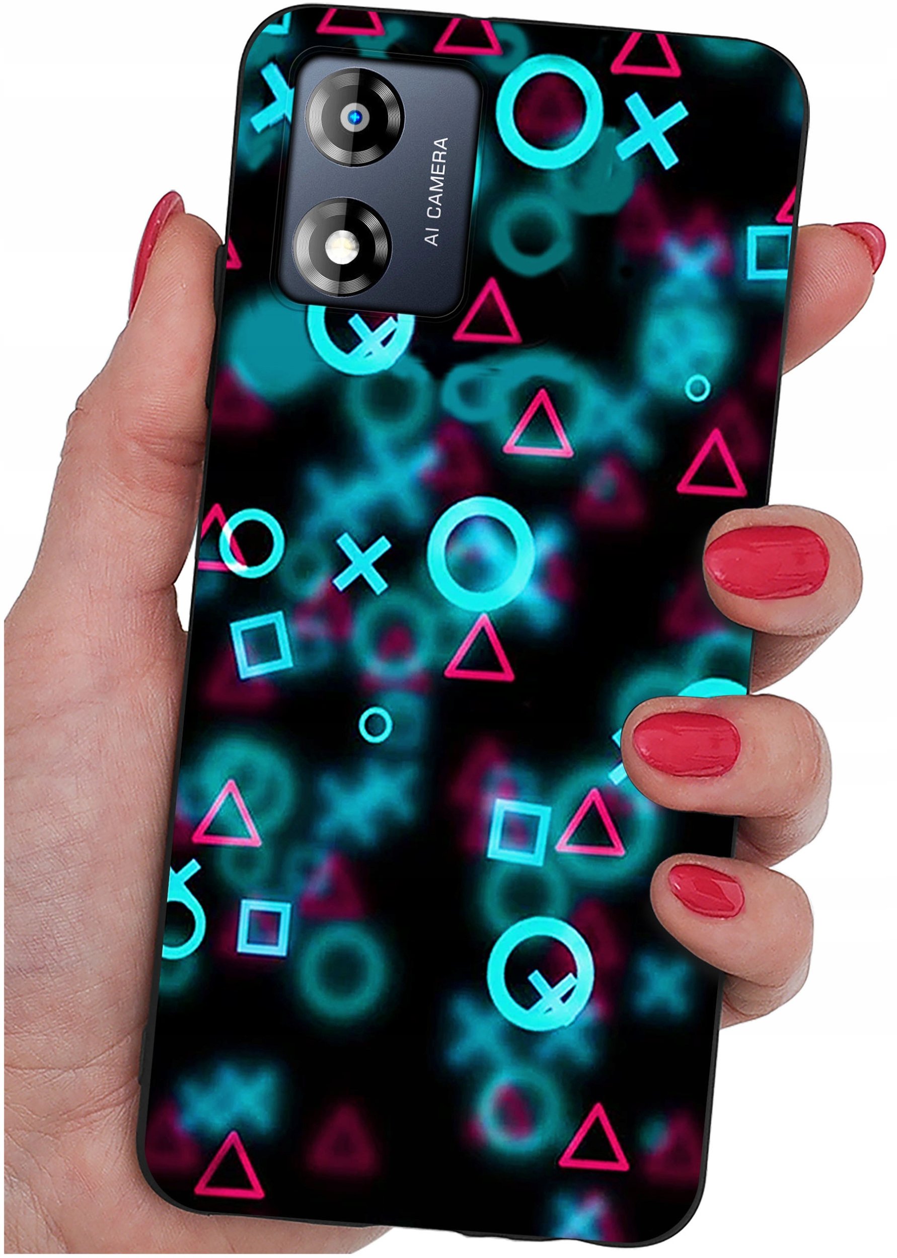 Etui do Motorola Moto E13 WZORY |SILIKONOWE MATT CASE + SZKŁO 9H