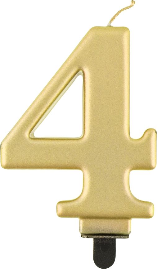 GoDan Świeczka urodzinowa "4" złota 8cm