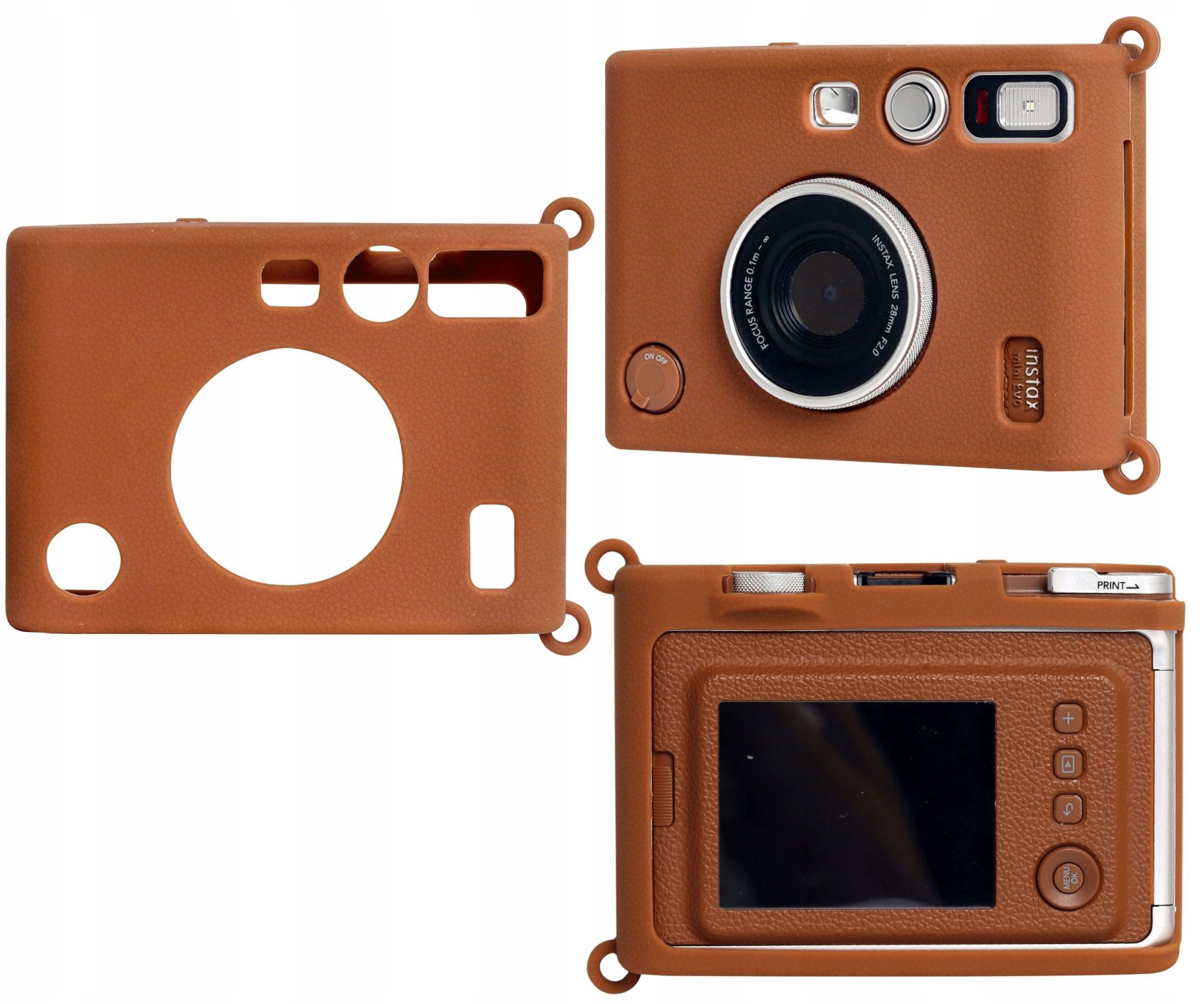 Futerał Etui Pokrowiec Case Silikon Fuji Fujifilm Instax Mini Evo / Brązowy