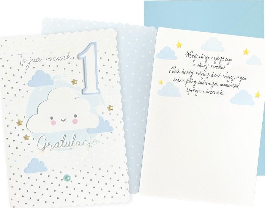 KUKARTKA Karnet B6 Urodziny Roczek (chmurka niebieska)