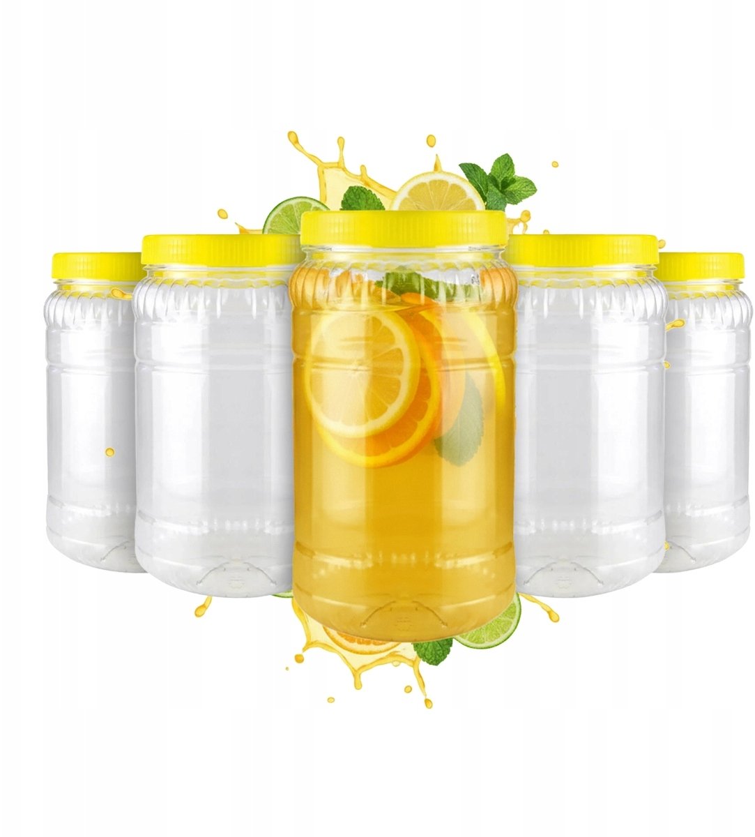 5x Pojemnik SŁOIK 2l plastikowy Na Żywność Suchą Płynną Wielorazowe Słoiki