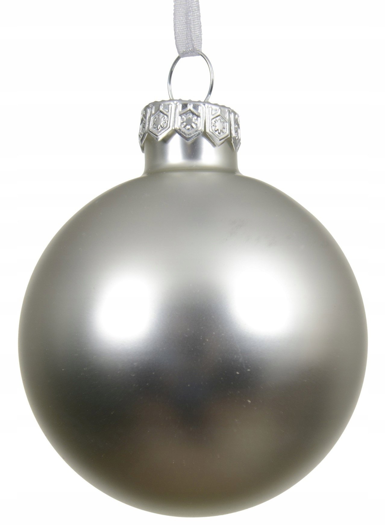 Kaemingk Bombka choinkowa szklany srebrny gładki duża 10cm 1szt