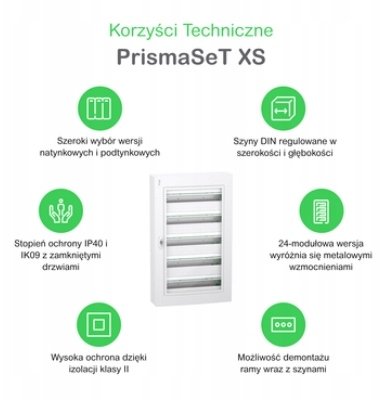Rozdzielnica PrismaSeT XS 3x24 podtynkowa PSXS-3-24-PT-B drzwi białe IP40 IK09 LVSXN324