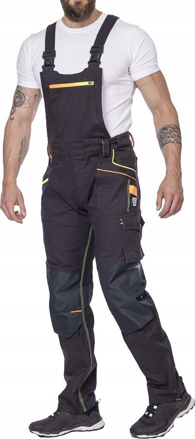 Ardon ARDON CREATRON - męskie spodnie ogrodniczki strecz bawełniana strefa kolan wzmacniana kieszenie nakolanniki ADNAdaptBelt - czarny H6651 56