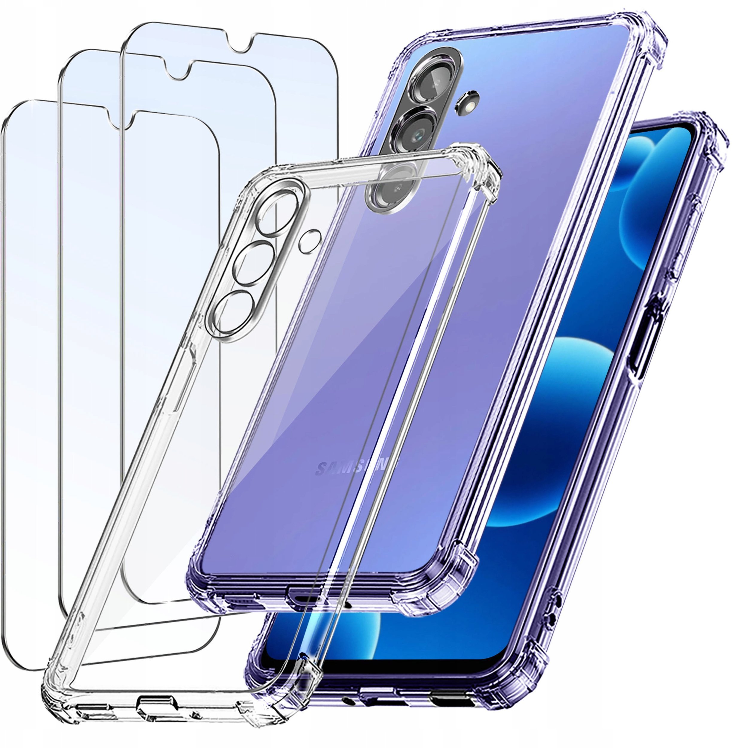 ZESTAW Etui do Samsung Galaxy A26 5G ANTI-SHOCK CLEAR 3 SZTUKI SZKŁO 9H