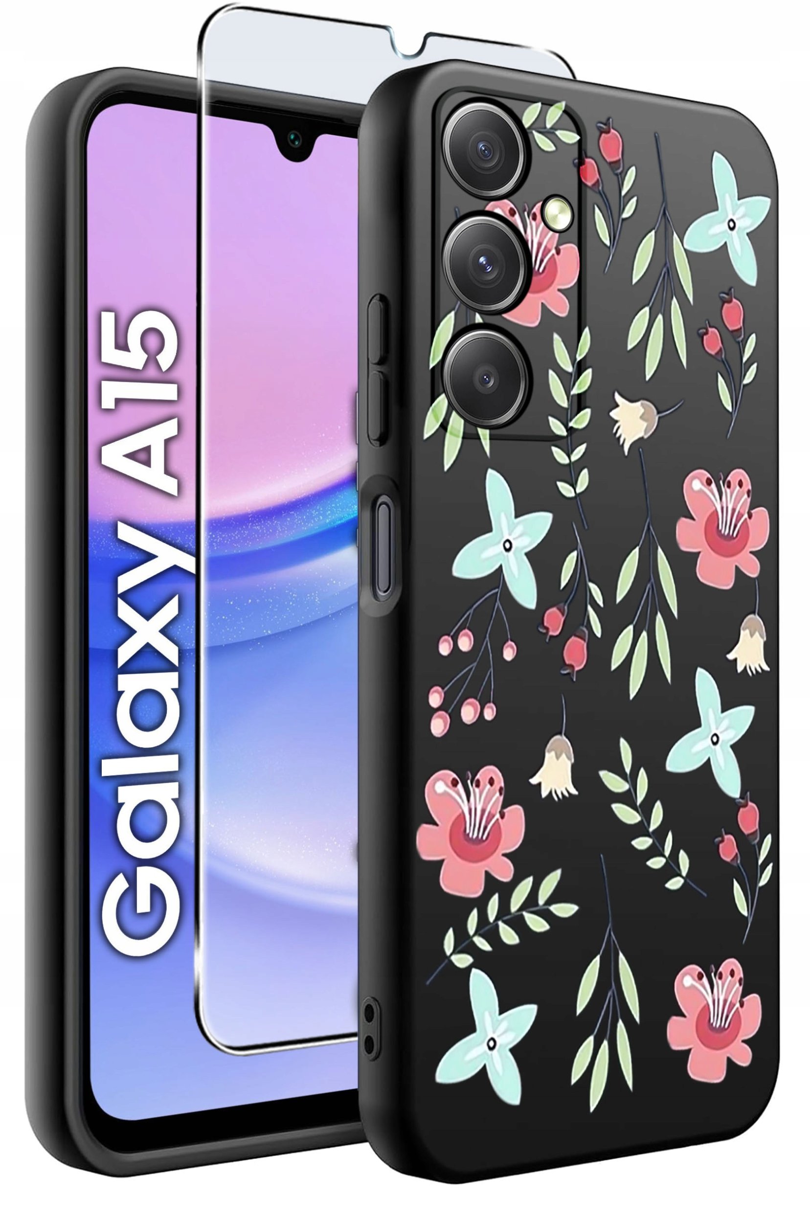 ETUI do Samsung A15 4G | 15 5G WZORY | SILIKONOWE MATT CASE + SZKŁO 9H