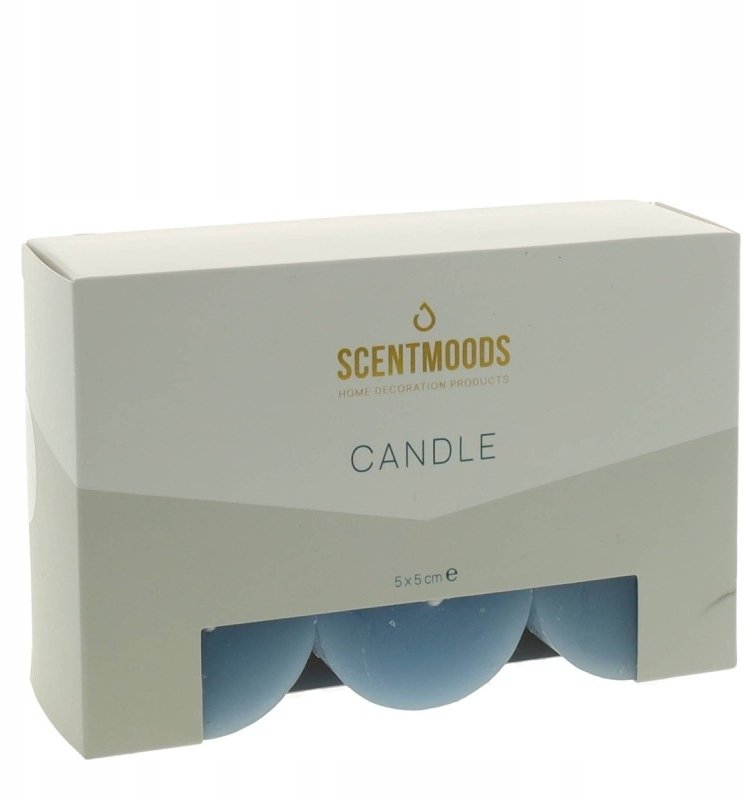 Rustykalna świeca w kolorze Ocean 5x5cm 6szt