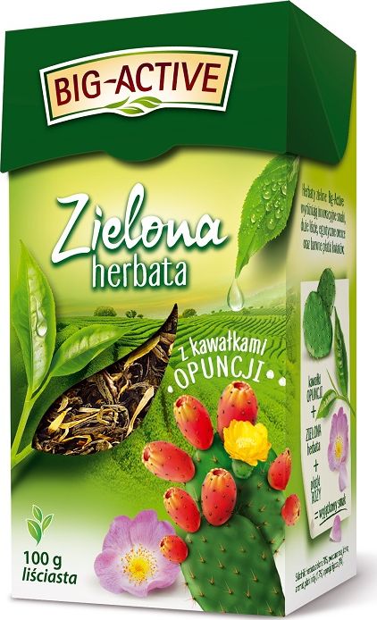 Big Active HERBATA LIŚCIASTA ZIELONA Z OPUNCJĄ BIG-ACTIVE 100G 56867922