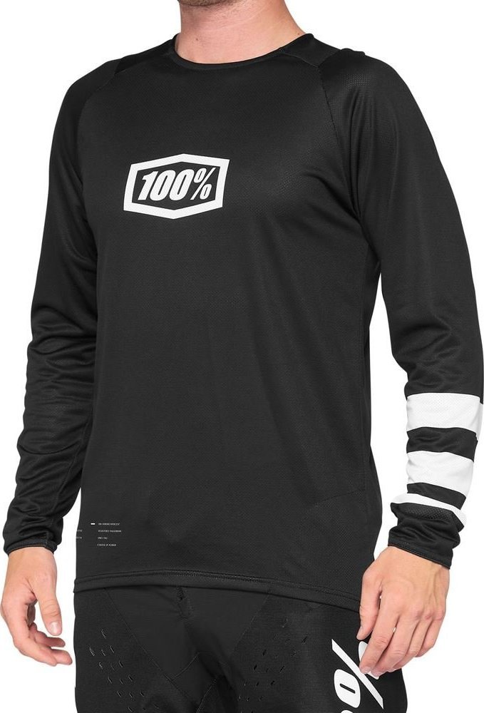 100% Koszulka męska 100% R-CORE Jersey długi rękaw black white roz. XL (NEW 2022)
