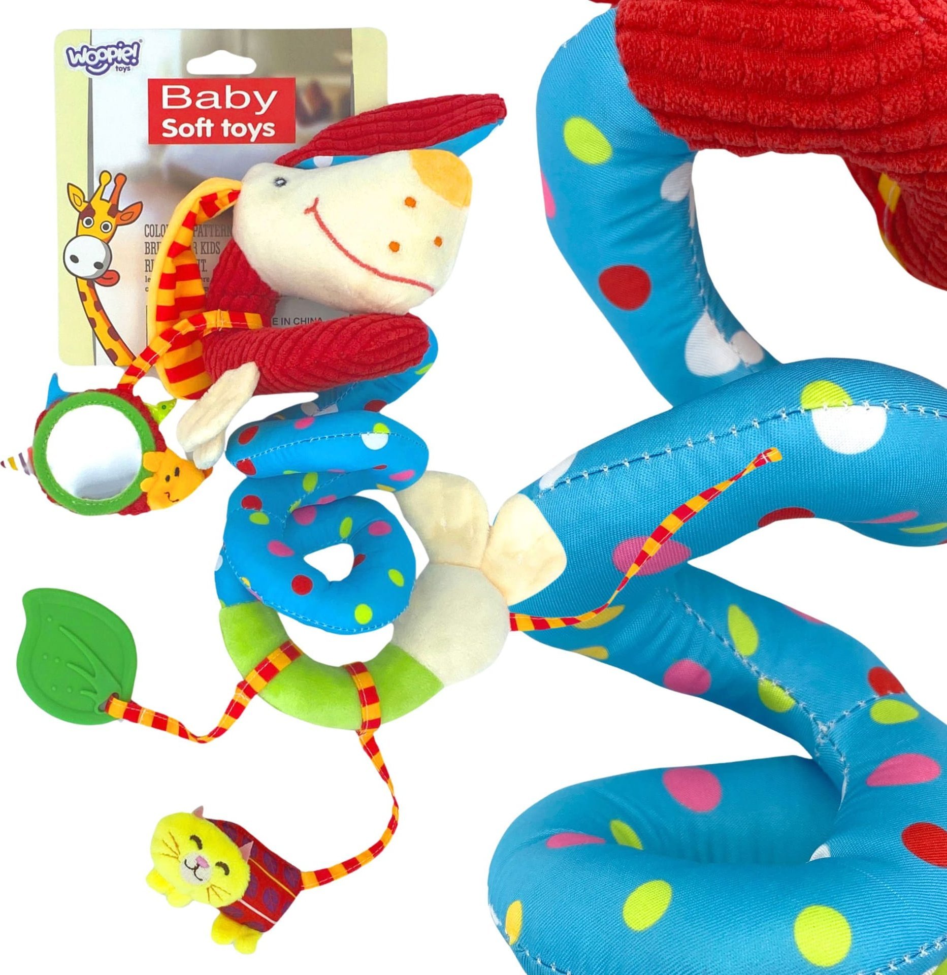 Woopie WOOPIE BABY Miękka Zawieszka Spirala do Wózka Łóżeczka Piesek Edukacyjna