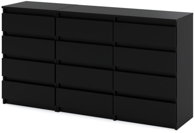 Komoda 12 Szuflad Nowoczesna Szafka Loft 180cm Stolik Salon Czarny Mat