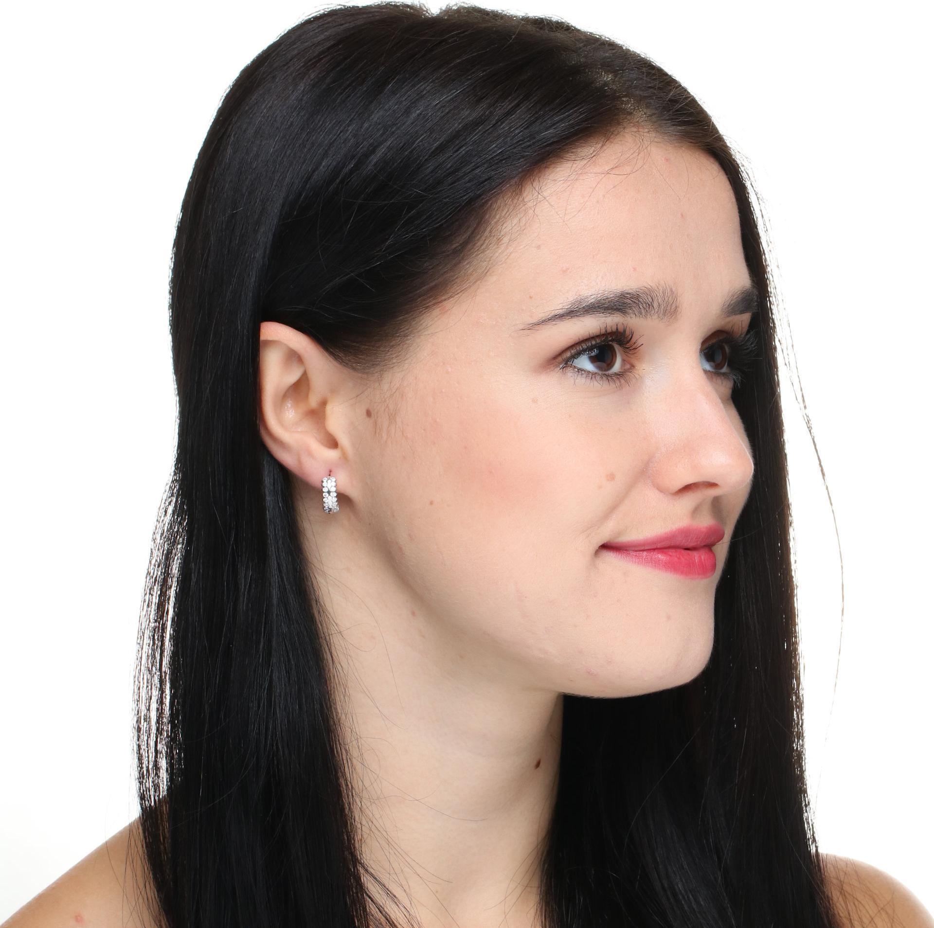 Rosanto Małe kolczyki koła z rodowaniem i cyrkoniami 585 14k