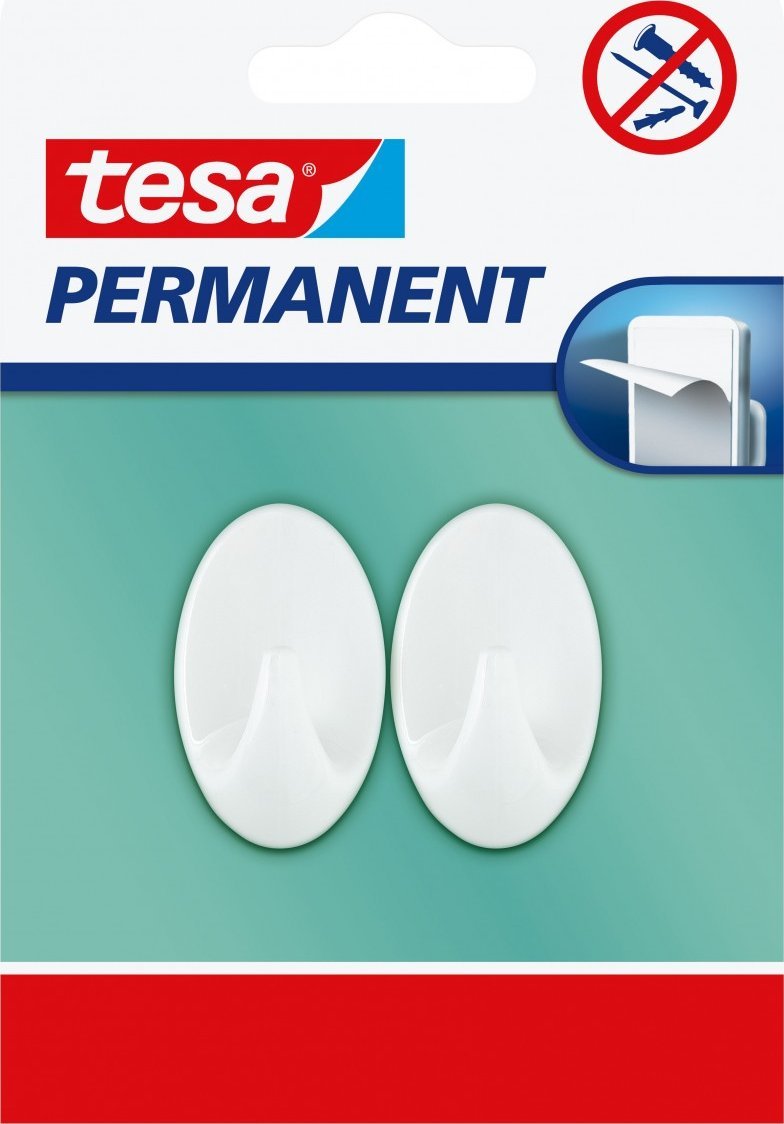 Tesa HACZYKI PERMANENTNE 2 SZT. "S", OWALNE, BIAŁE