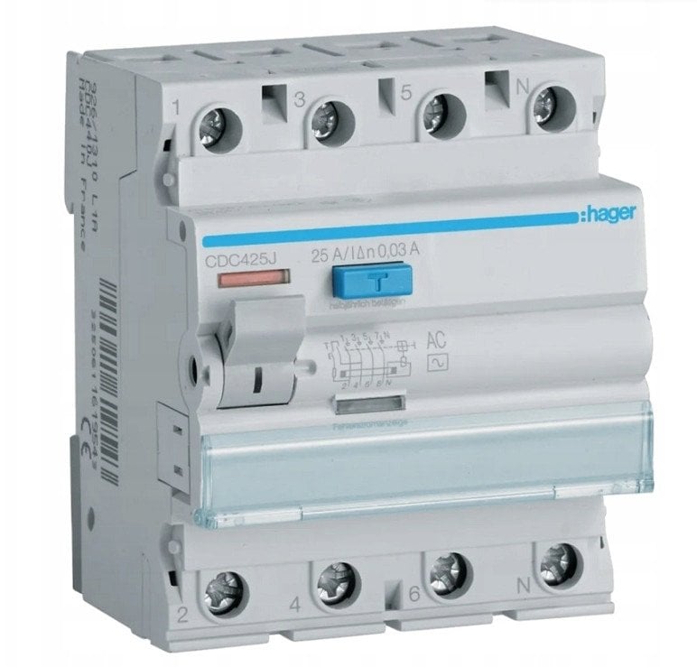 Polot Wyłącznik różnicowoprądowy Hager 3 FAZ. 25A 30MA AC (CD426J) CDC425J