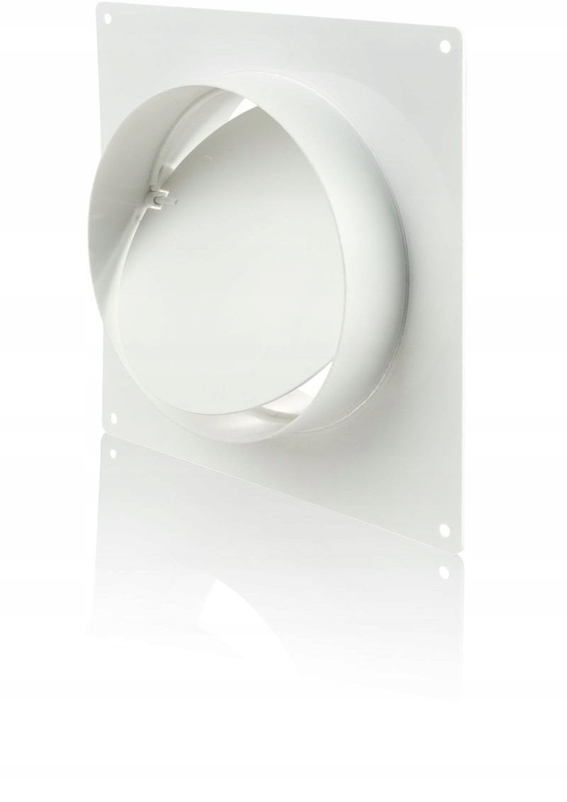 Kołnierz przyścienny kanału okrągłego z zaworem zwrotnym fi 100mm biały KO100-KPZ