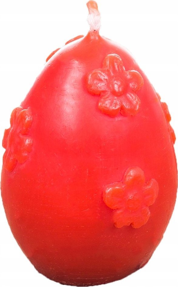 Łysoń Świeca z wosku pszczelego jajko z kwiatami czerwone (S274-K CZARNE) - S274-CZERWONE