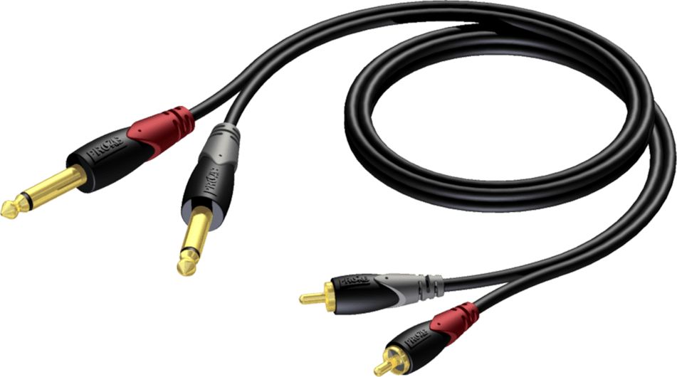 Kabel Procab Jack 6.3mm x2 - RCA (Cinch) x2 1.5m czarny (CLA631/1.5)