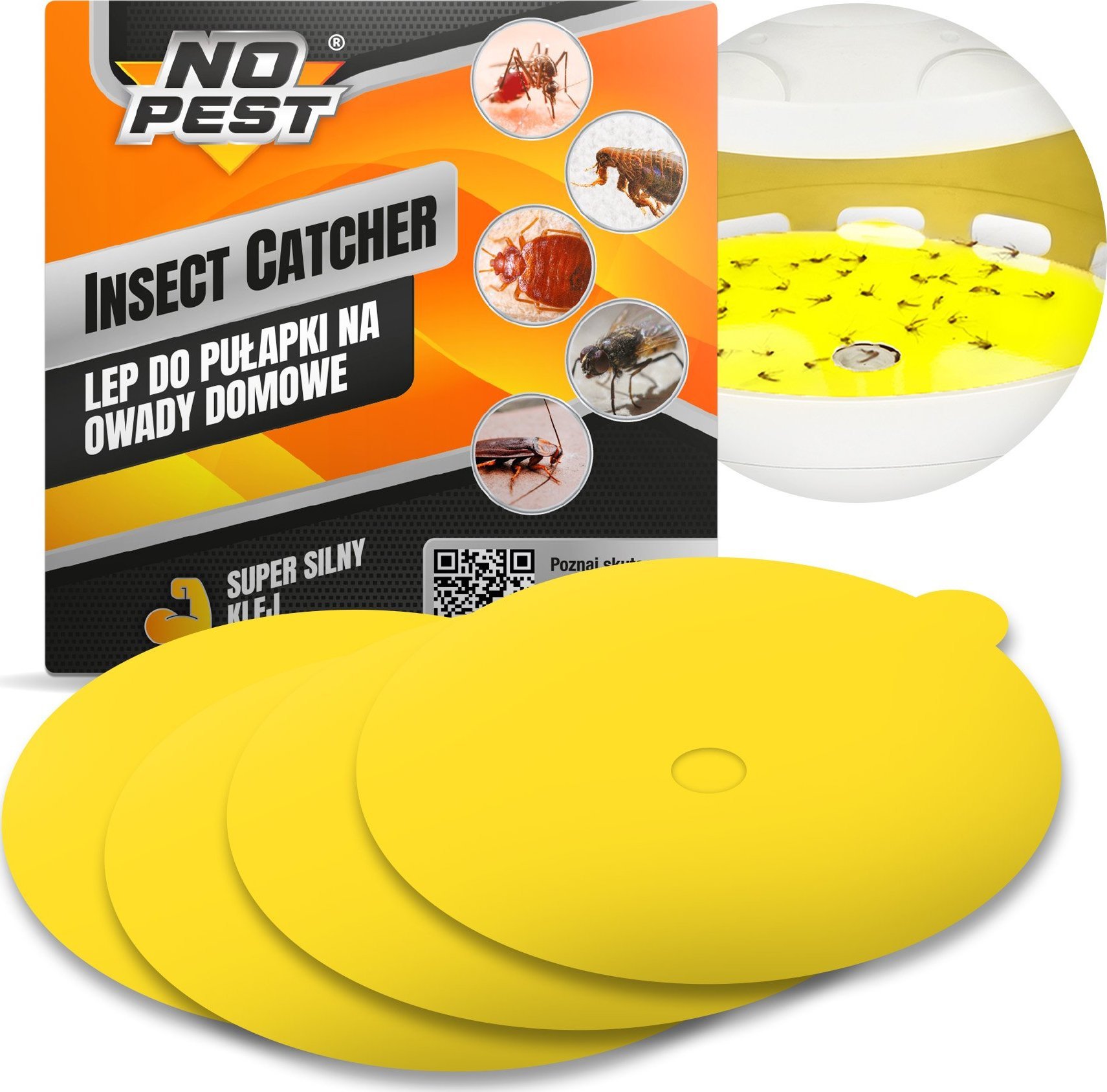 NO PEST Lepy do Pułapki na Owady (5 szt) Insect Catcher Zestaw Lepów Wkłady Lepy na Pluskwy Pchły Komary Muchy Chrząszcze Mole Ćmy