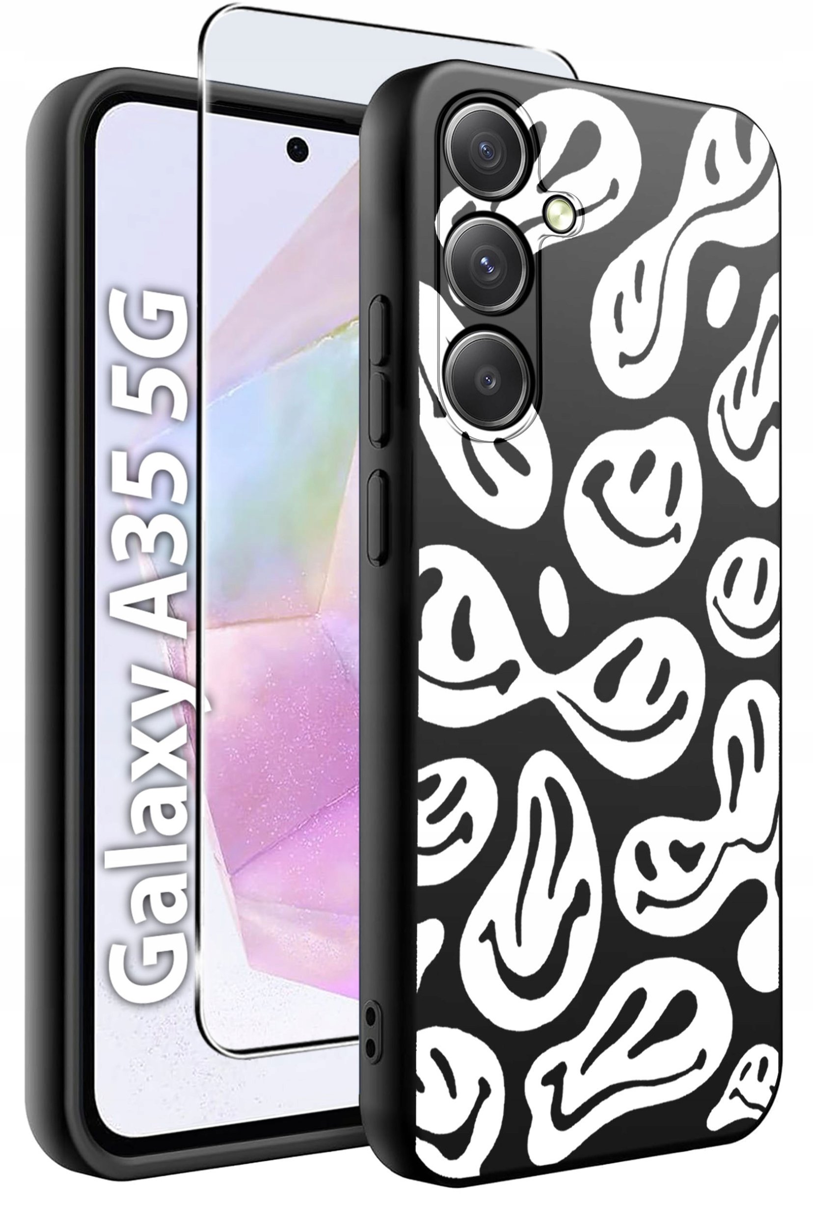 ETUI do Samsung A35 5G WZORY | SILIKONOWE MATT CASE + SZKŁO HARTOWANE 9H