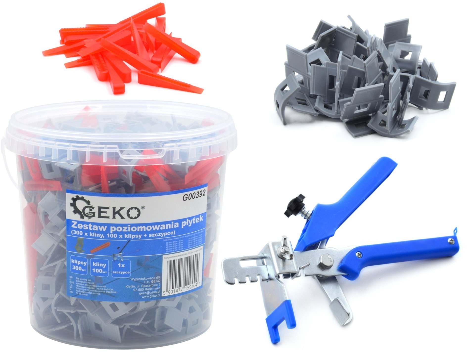 Zestaw poziomowania płytek (300 x klipsy,100 x kliny + szczypce) (6)