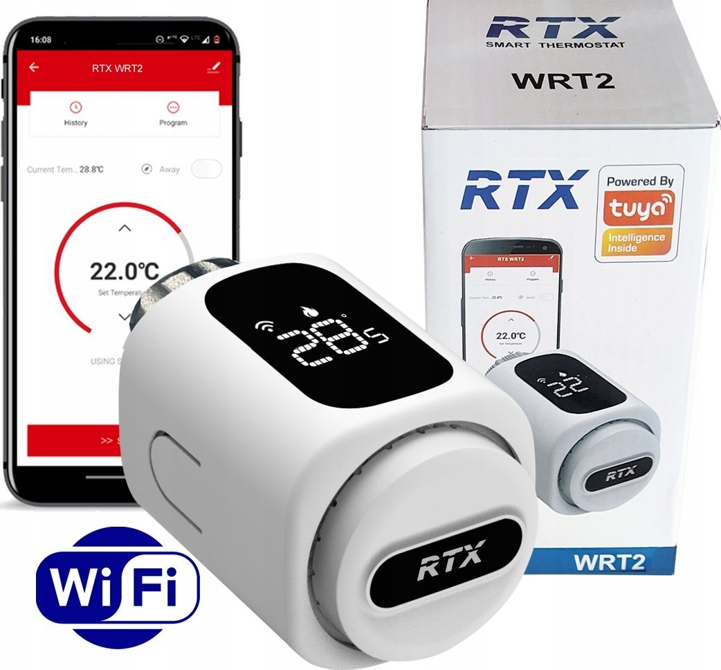 Głowica Termostatyczna RTX Termostat do grzejnika WiFi TUYA Smart