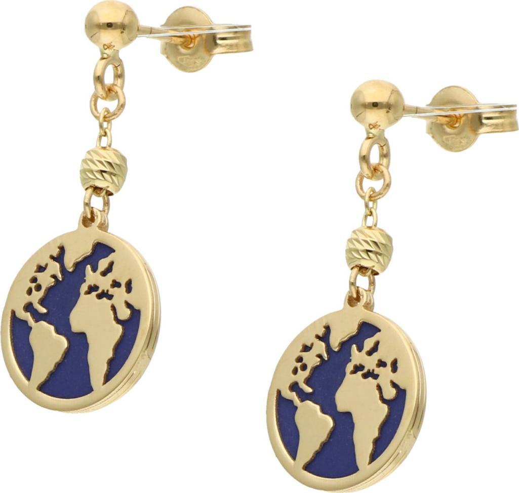 Rosanto Oryginalne złote kolczyki z mapą świata 585 14k