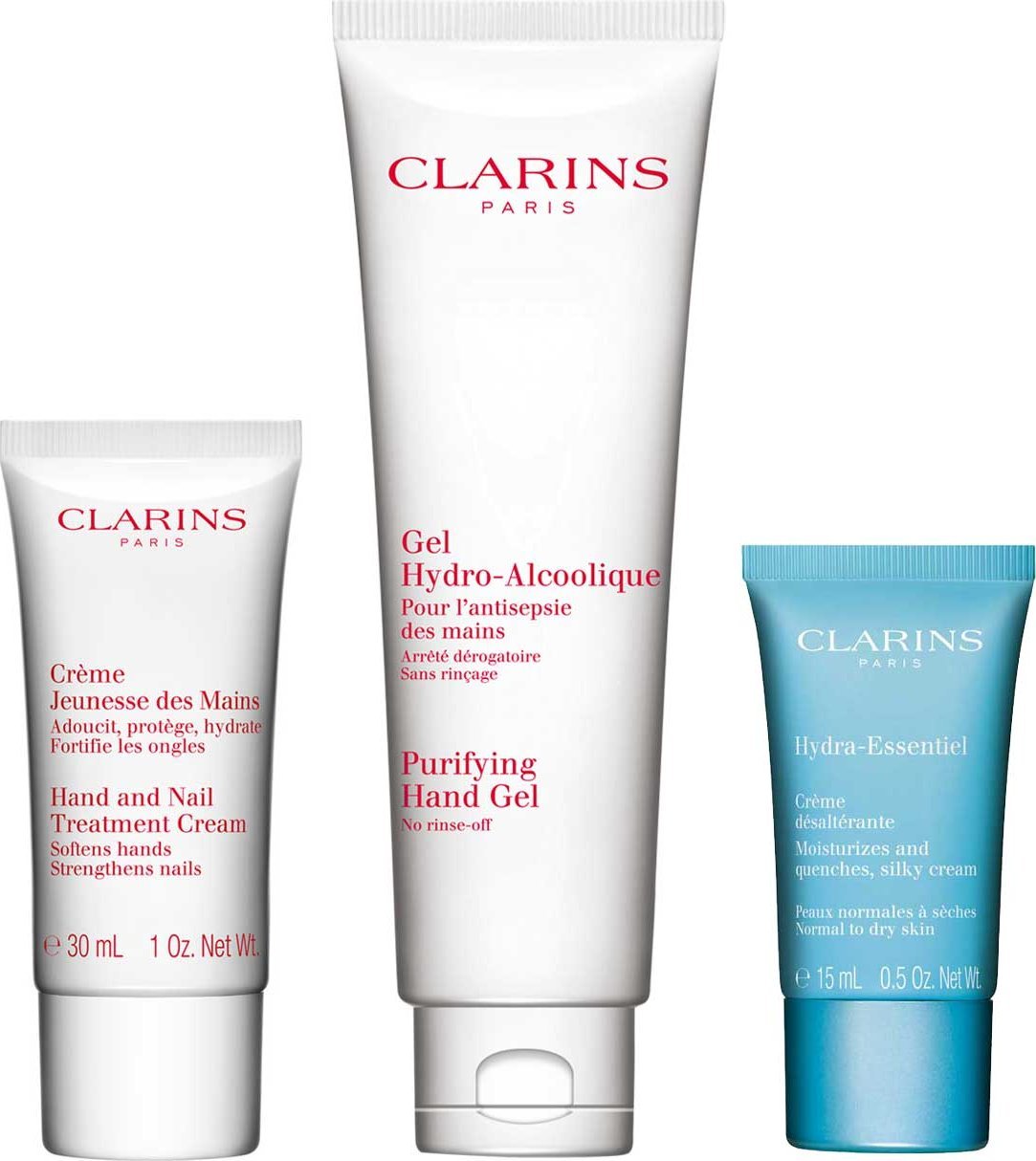 Clarins CLARINS SET (PURIFYING HAND GEL 100ML+HAND TREATMENT CREAM 30ML+HYDRA ESSENTIEL CREAM 15ML)