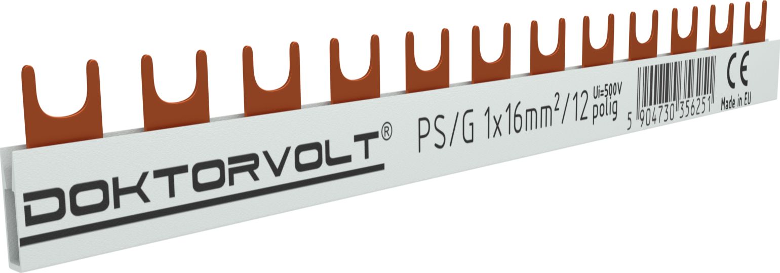 Doktorvolt Szyna łączeniowa grzebieniowa PS/G 1-fazowa 12-modułowa 16mm2 100A Doktorvolt 6251