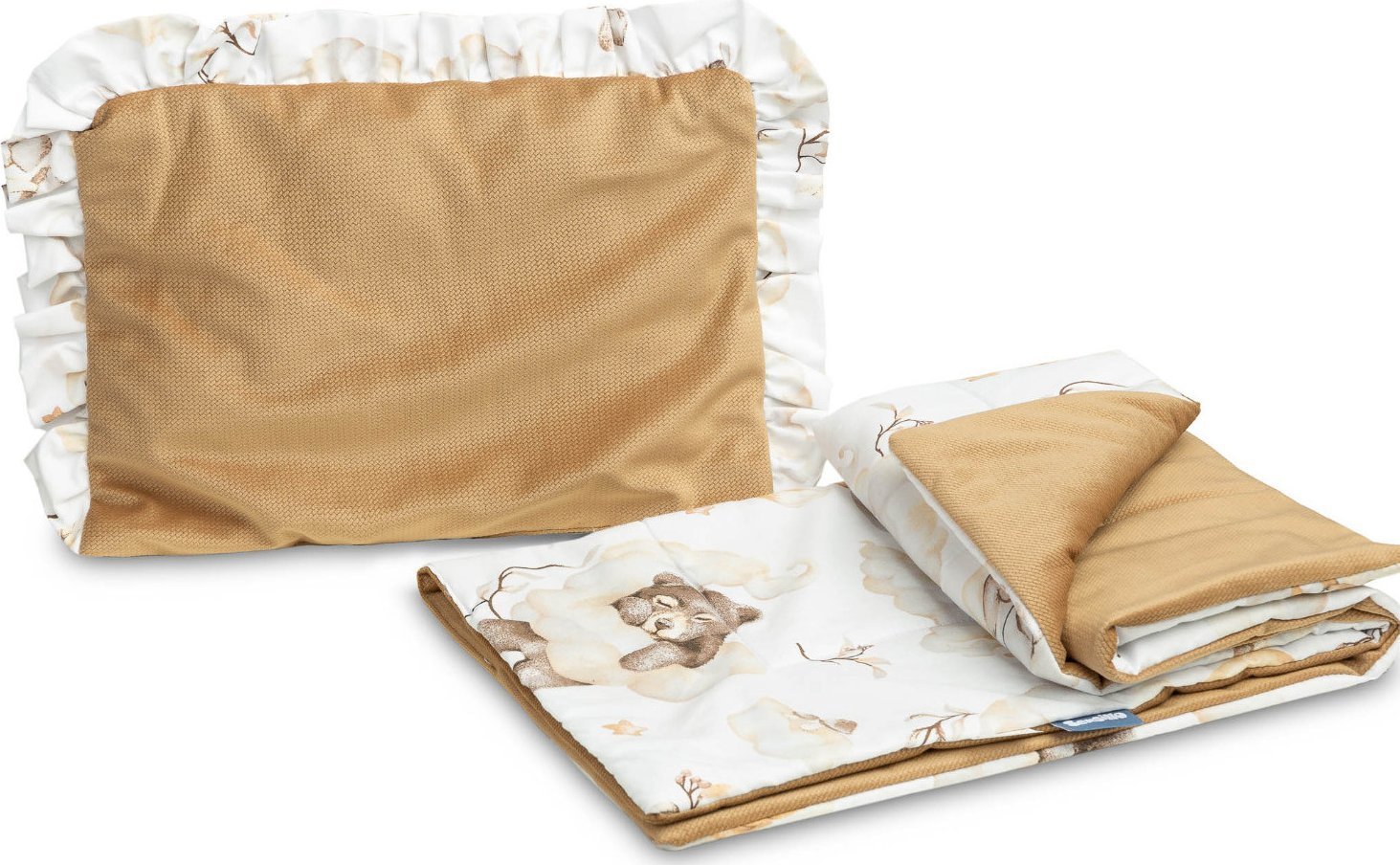 Sensillo KOMPLET DO WÓZKA VELVET Z FALBANKĄ SEN BEŻOWY