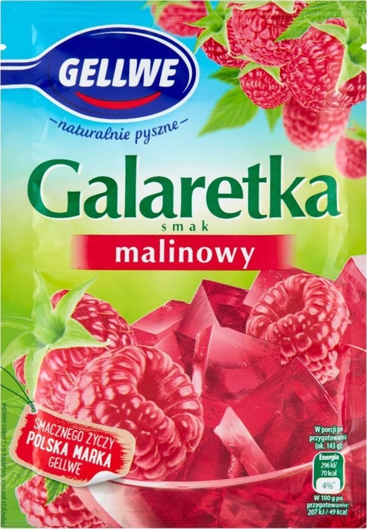 Gellwe Gellwe Galaretka smak malinowy 72 g