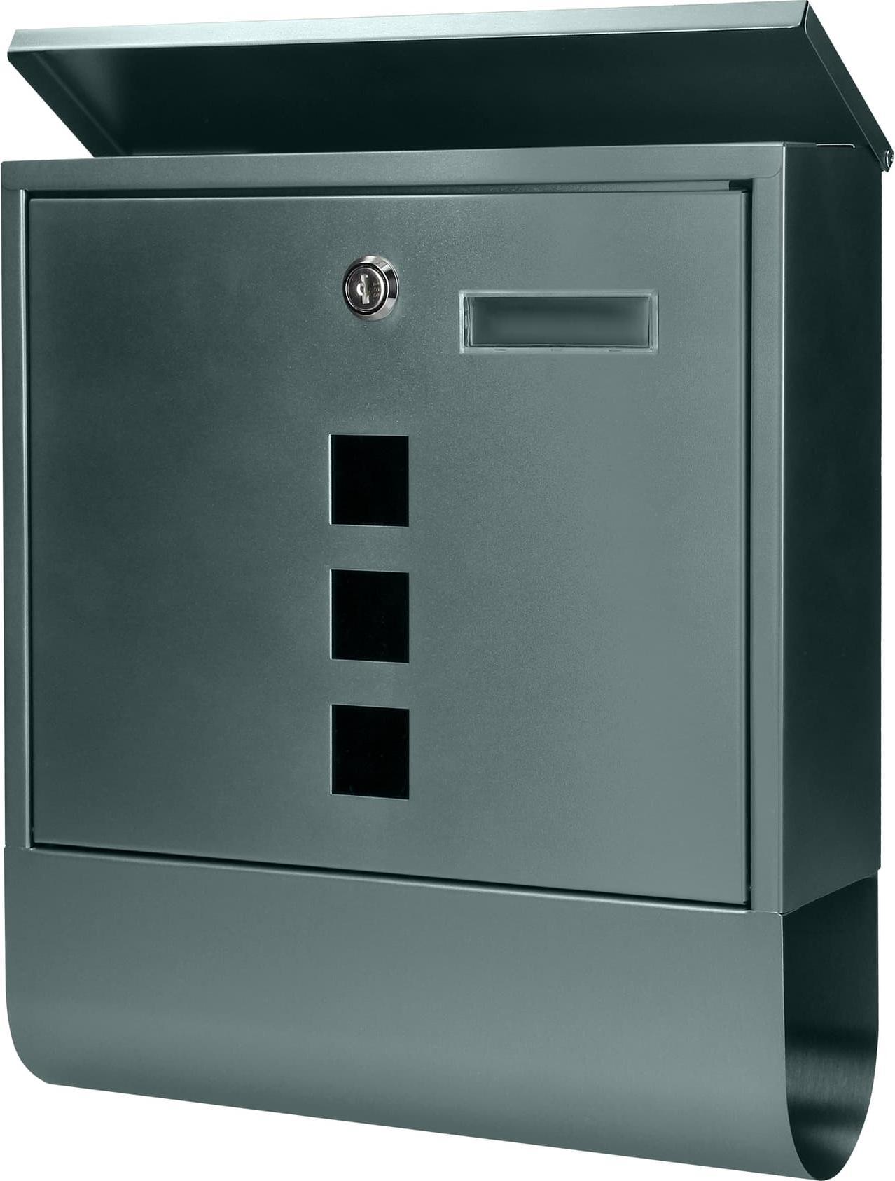 Orno Skrzynka na listy HAITI z galwanizowanej stali z gazetnikiem, okienkami i wizytownikiem, antracyt