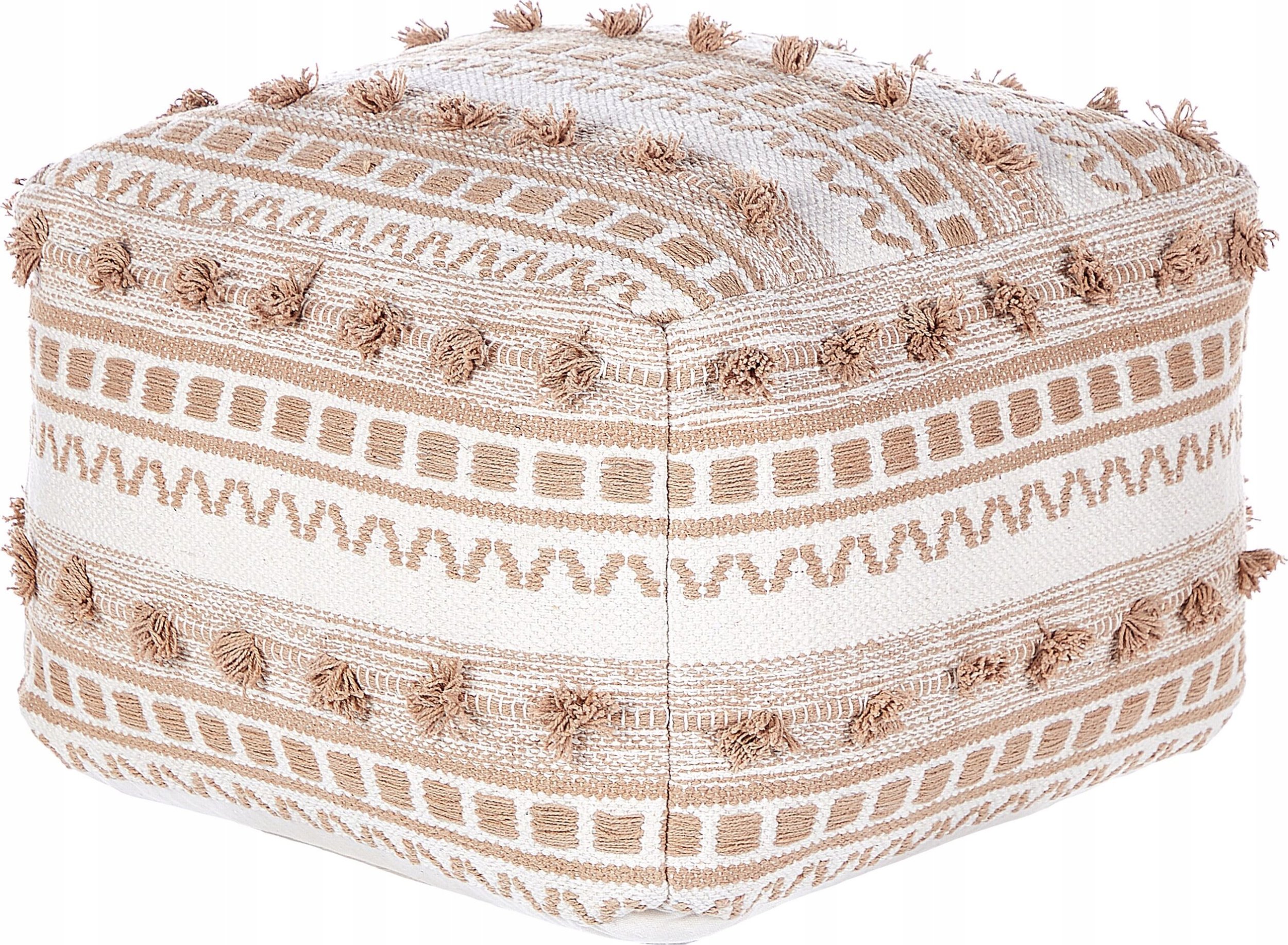 Beliani Puf bawełniany 50 x 50 x 35 cm beżowy KARAW