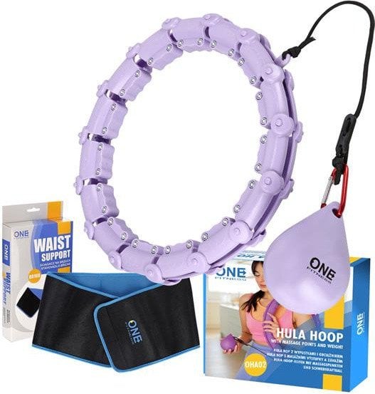 Zestaw hula hop z wypustkami i obciążnikiem One Fitness fioletowe oha02 pas wyszczuplający br160