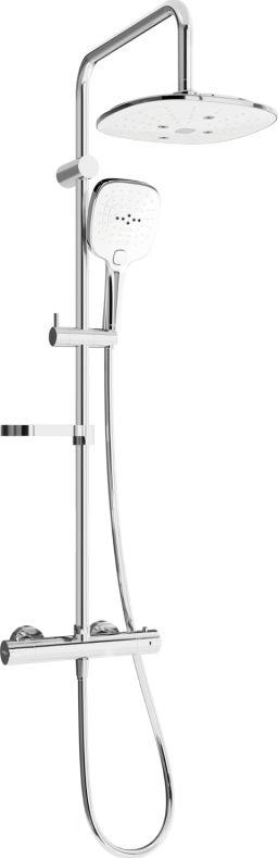 Zestaw prysznicowy Mexen Mexen KX17 zestaw prysznicowy natynkowy z deszczownicą i baterią termostatyczną, chrom/biały - 771501791-02