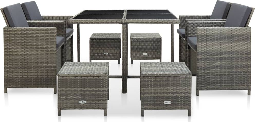 Elior 9-cz. szary zestaw rattanowy do ogrodu Cindy 3X