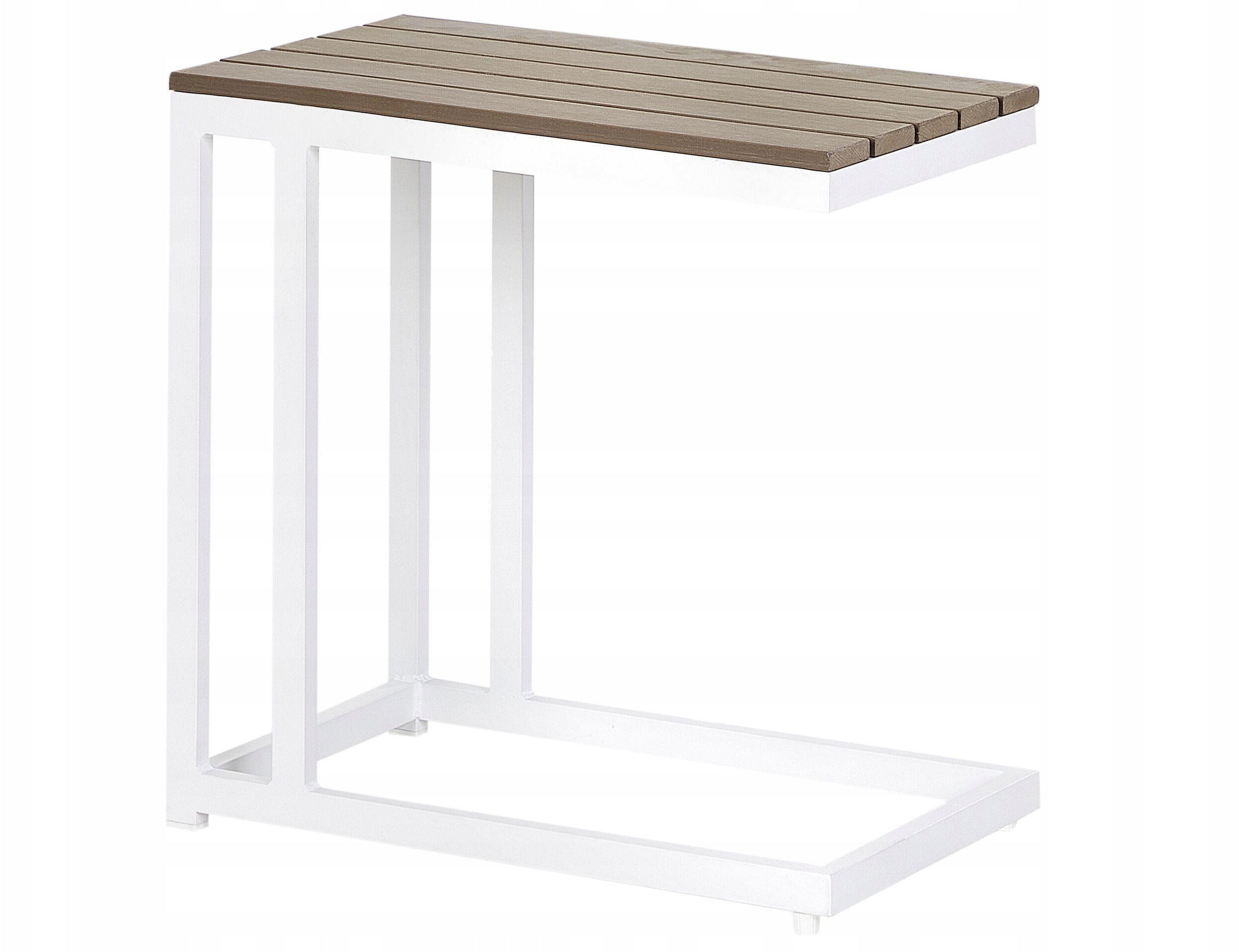 Beliani Stolik pomocniczy ogrodowy jasne drewno z białym MESSINA