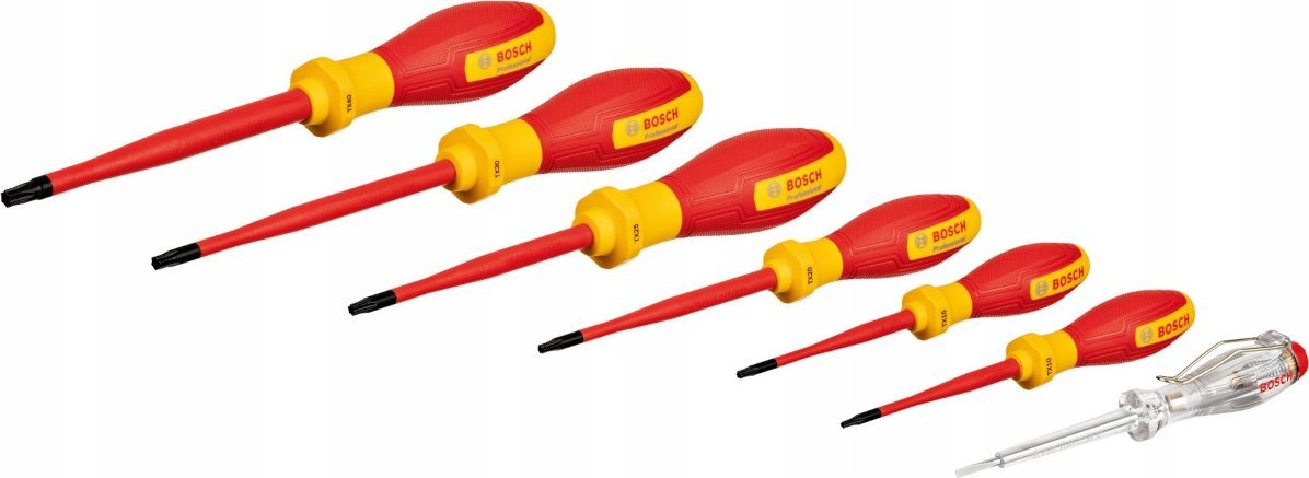 Bosch Bosch VDE screwdriver set TX Professional, 7-piece (red/yellow, 6 VDE screwdrivers, phase tester SL3)