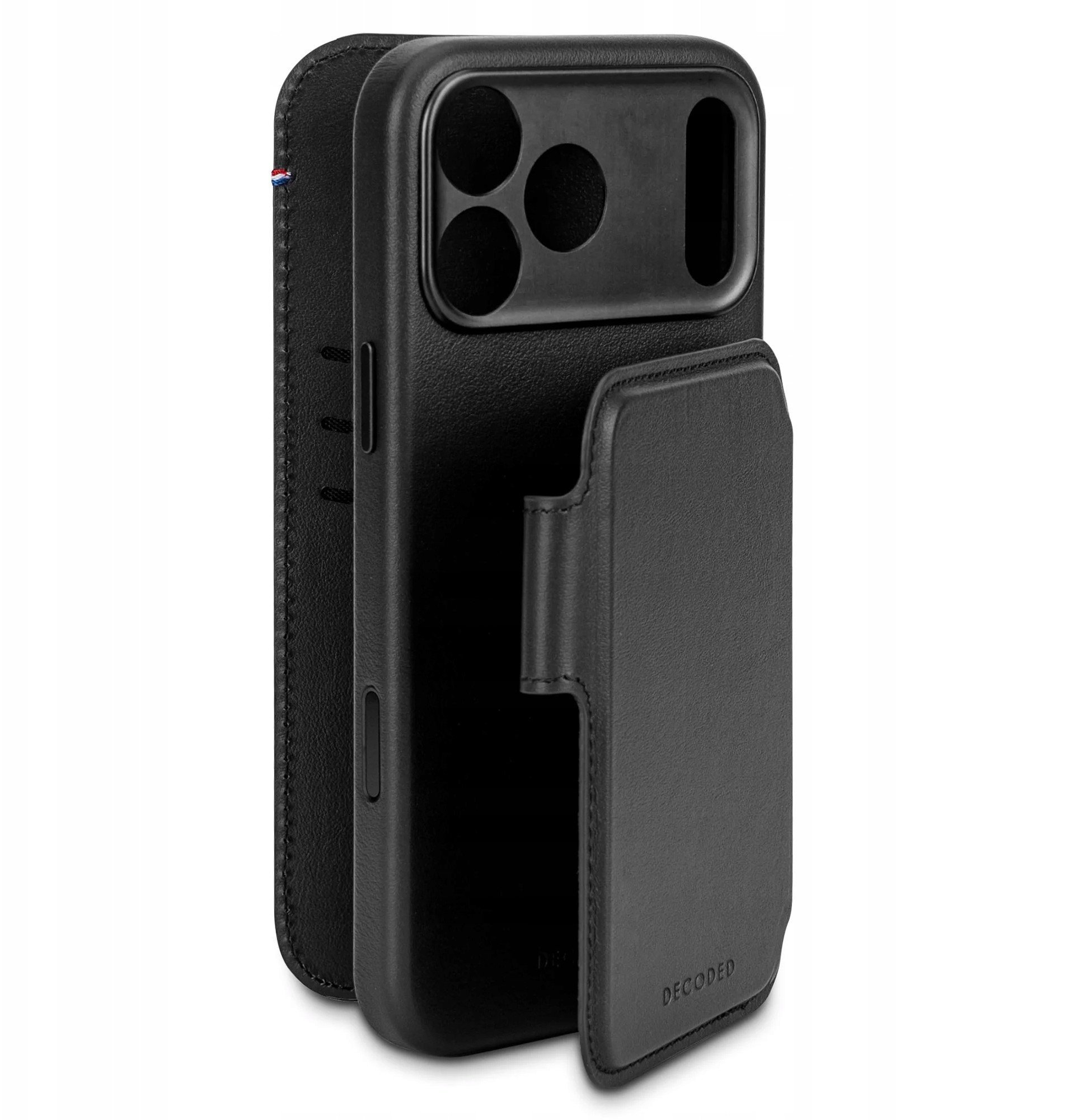 Decoded Leather Detachable Wallet - skórzana obudowa ochronna do iPhone 17 Pro kompatybilna z MagSafe black
