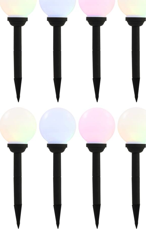 vidaXL Lampy solarne do ogrodu, 8 szt., LED, kuliste, 15 cm, RGB