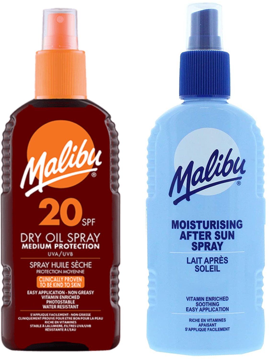 Malibu SPF20 Olejek Brązujący 200ml + Balsam W Sprayu Po Opalaniu 200ml