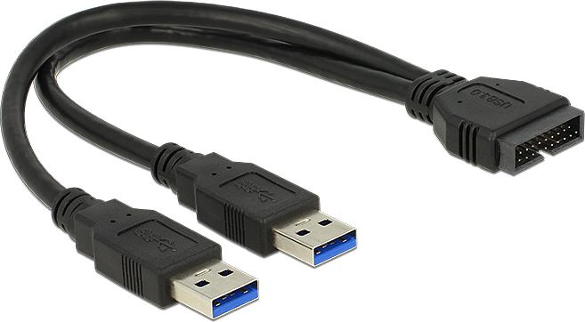 Delock USB zew. - USB wew., 0.25m, Czarny (83910)