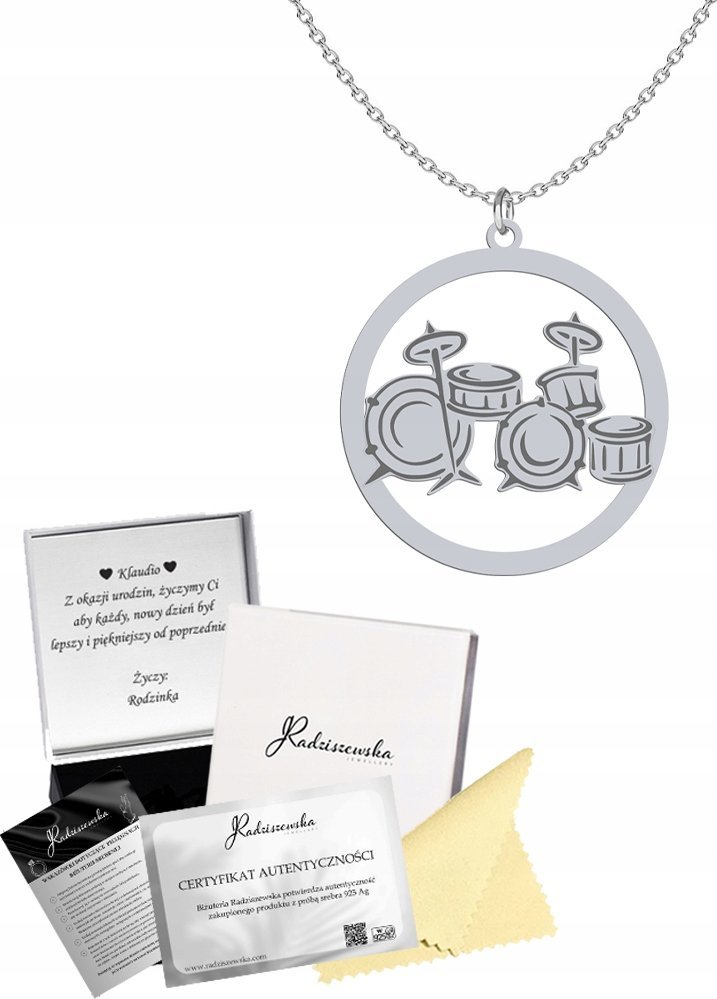 Radziszewska Jewellery Naszyjnik Srebrny Perkusja Srebro 925 Prezent Biżuteria GRAWER GRATIS
