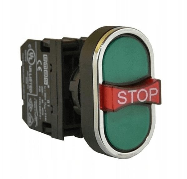 Schneider Electric Przycisk sterowniczy trójny, zielony z wystającym czerwonym przyciskiem, niestabilny, 1Z+1R+1Z T0-B121B30YY