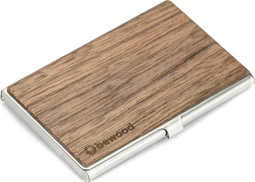 BeWood Drewniany Wizytownik Inox Orzech Amerykańki