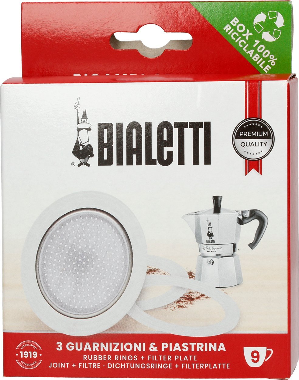 Bialetti Uszczelka (3 szt.) + sitko do kawiarek aluminiowych Bialetti 9tz