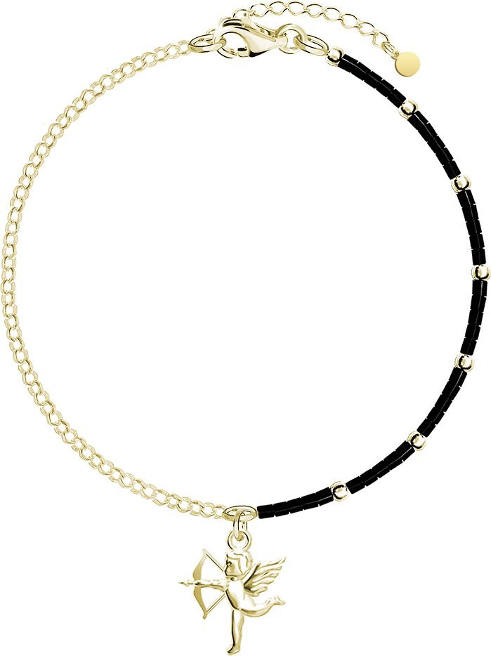 MEJK Jewellery Bransoletka Pozłacana z Amorkiem i koralikami