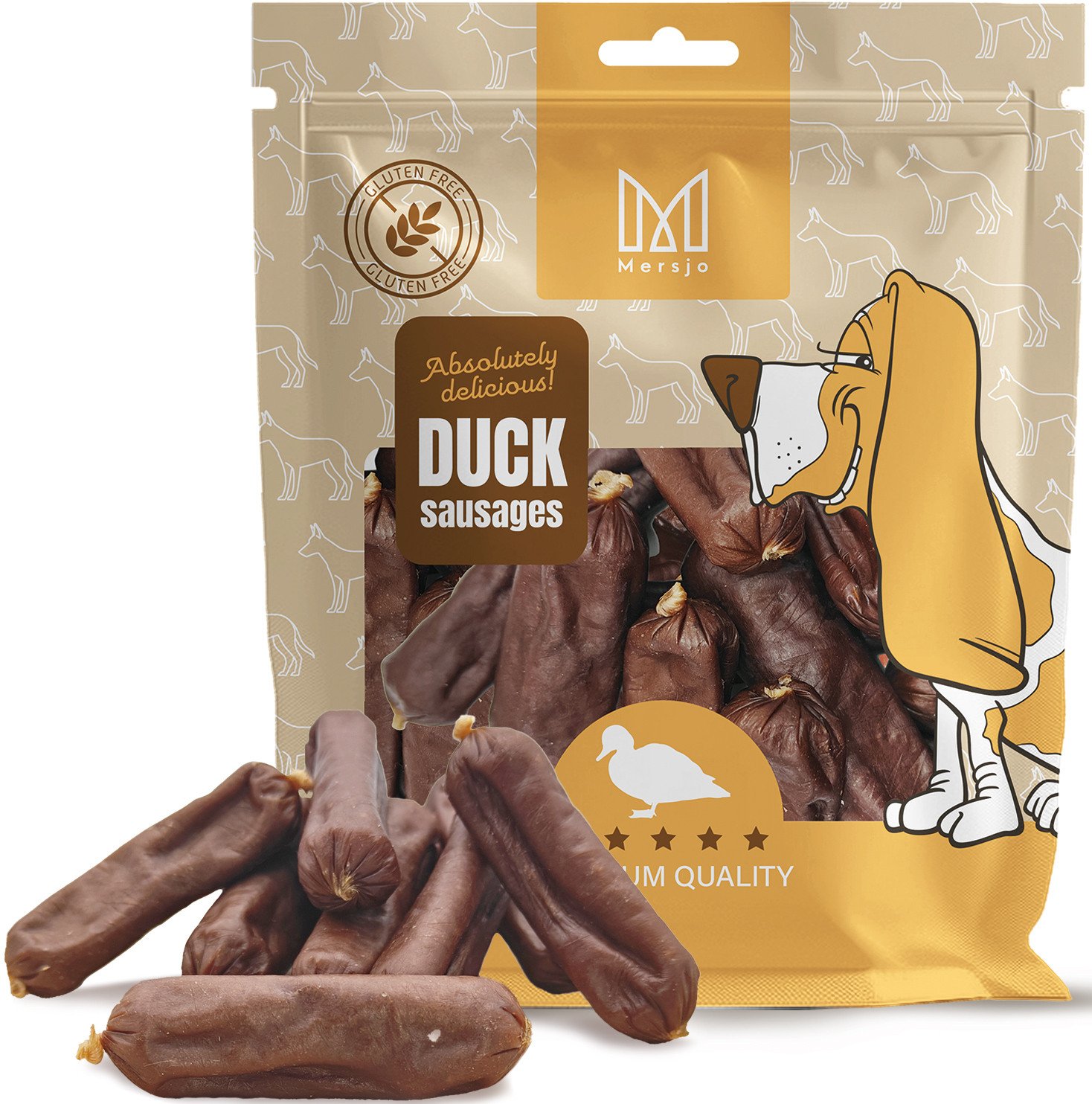 Kiełbaski z kaczki, naturalny przysmak dla psa, Mersjo, 500g