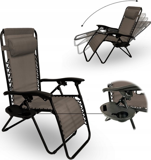 kontrast Krzesło ogrodowe leżak składany FARO 65x90x110cm brazowe